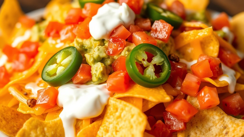 loaded cheesy satisfying nachos